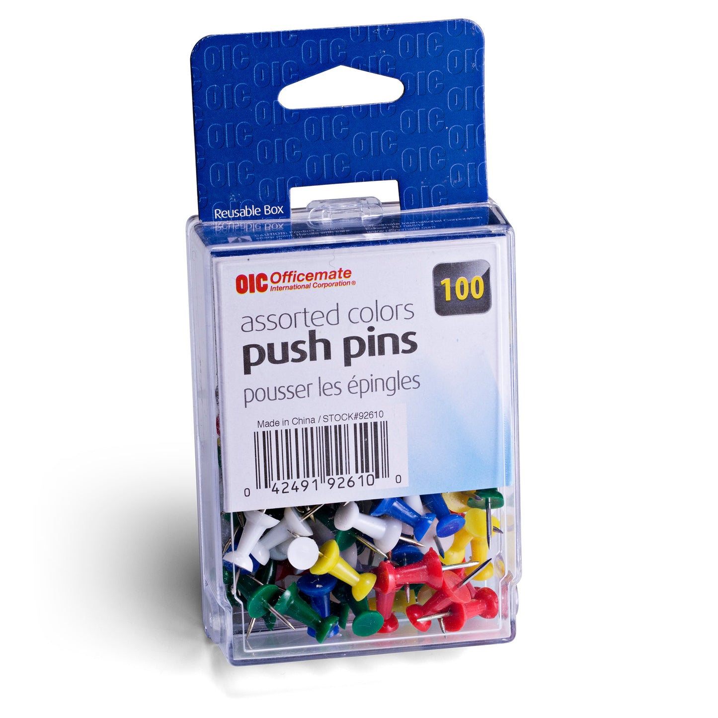 CLi Push Pins in Reusable Box - Assorted, 60 count