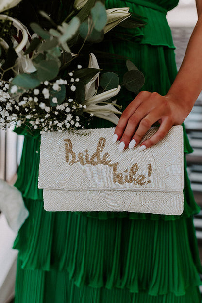 K&M Accessories Iridescent and Pink Bride Tribe Clutch Set