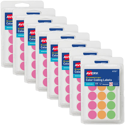 Avery Color Coding 0.75" Round Removable Labels - Assorted Neons, 315 count