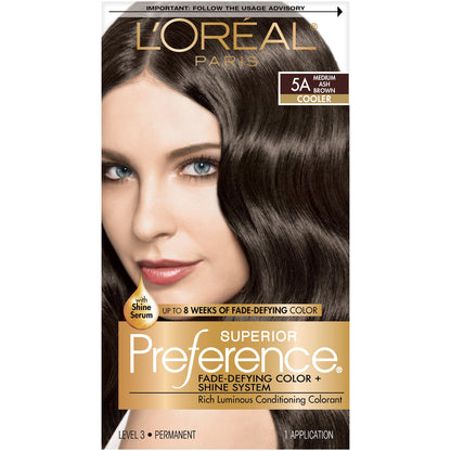 L'ORÉAL PARIS Superior Preference Permanent Hair Color, 5A Medium Ash Brown, 6.5 fl. oz.
