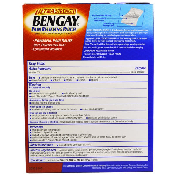 BENGAY PATCH ULTRA STRENGTH LARGE 4CT