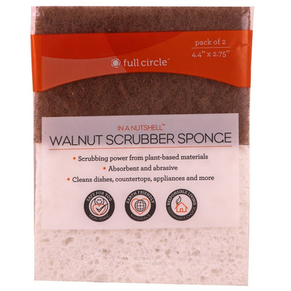 FULL CIRCLE SCRUBBER SPONGE,CCNUT,2PK