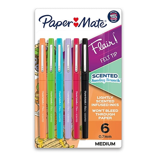Paper Mate Sunday Brunch Scented Flair Medium Point Pen - Assorted Ink, 6 count