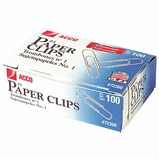 ACCO Smooth Standard Paper Clip - No. 1 Size, 100 count