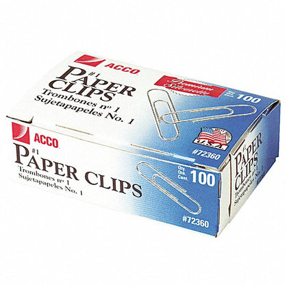 ACCO Smooth Standard Paper Clip - No. 1 Size, 100 count