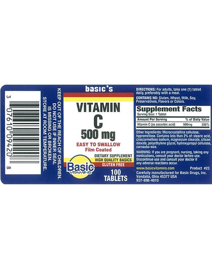 VIT-C 500MG ASCRB ACD TAB100CT