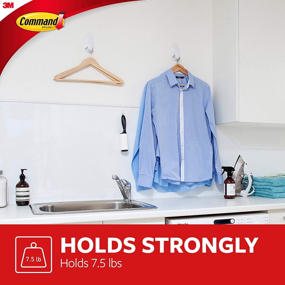Command Clothes Hanger Hook - White, 1 Hook + 2 Strips