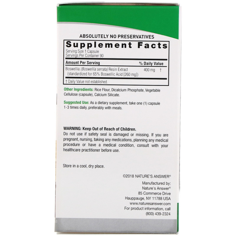 NATURE'S ANSWER BOSWELLIA EXTRACT CAPS