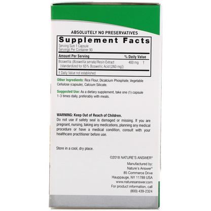 NATURE'S ANSWER BOSWELLIA EXTRACT CAPS
