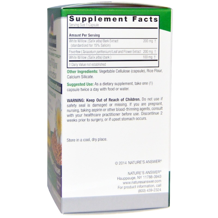 NATURE'S ANSWER WHITE WILLOW W/FEVERFEW