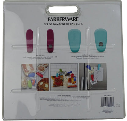 Farberware Professional All-Purpose Magnetic Bag Clips, Assorted Colors
