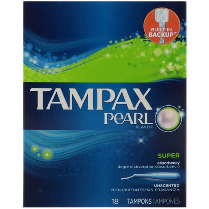 Tampax Tampons Pearl Super 18 Count Leakguard Unscented