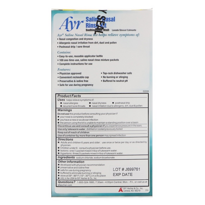 AYR SALINE NASAL RNS KT 100PK