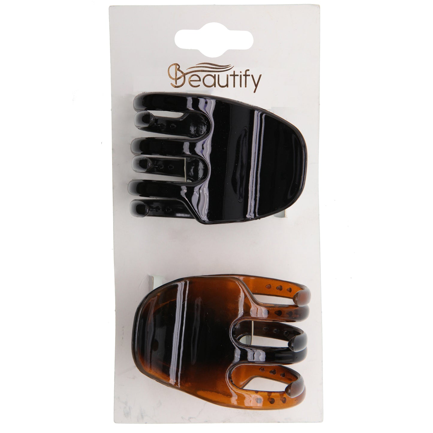 CLAW CLIPS MED SQ BLK TAN 2CT