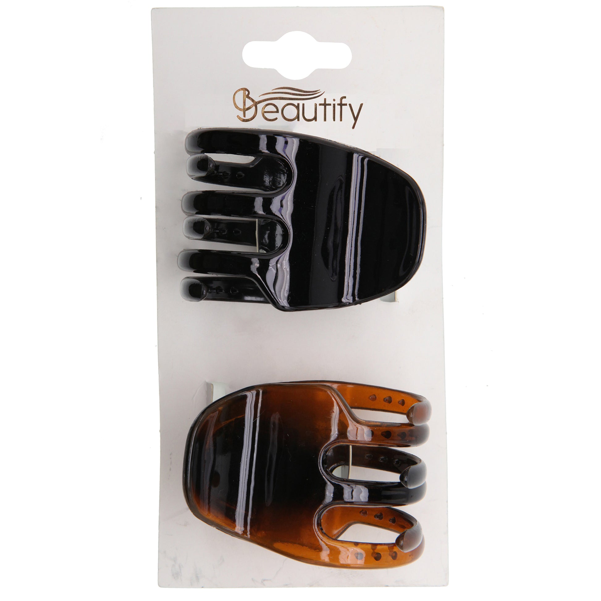 CLAW CLIPS MED SQ BLK TAN 2CT