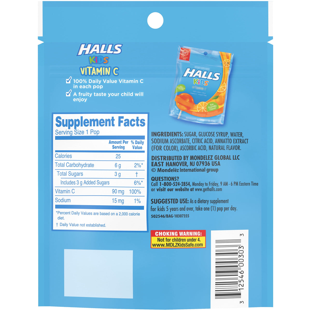 HALLS KIDS POPS BAG ORANGE 10PC