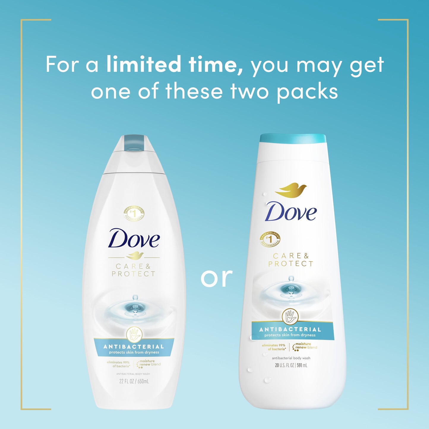 DOVE BODY WASH CARE&PROTECT 20Z