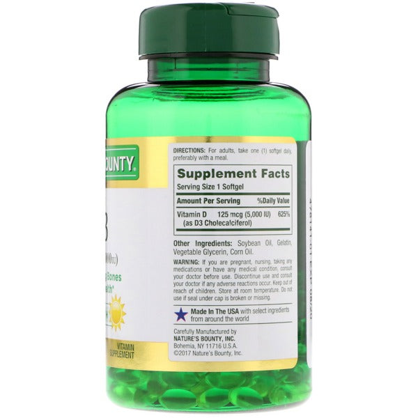 VIT D-3 5000 IU SOFTGEL 240CT NAT BOUNTY