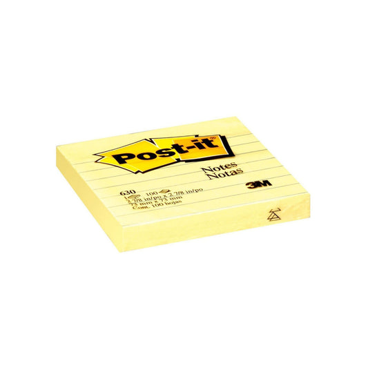 3M Post-it Notes 3" x 3", Canary Yellow, Lined, 2 Pads/Pack