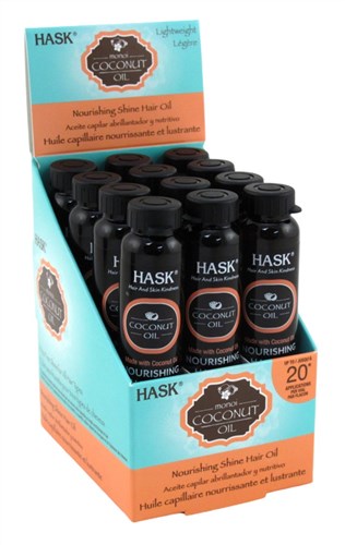 Hask Vials Coconut Oil Nourish Shine Hair Oil (12in) Display