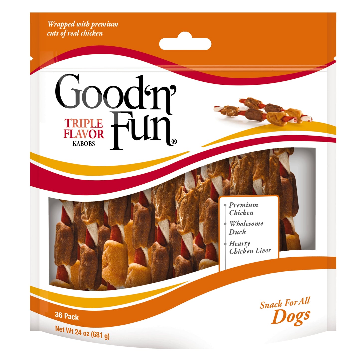 Good 'n' Fun Triple Flavored Rawhide Kabobs for Dogs, 36 count