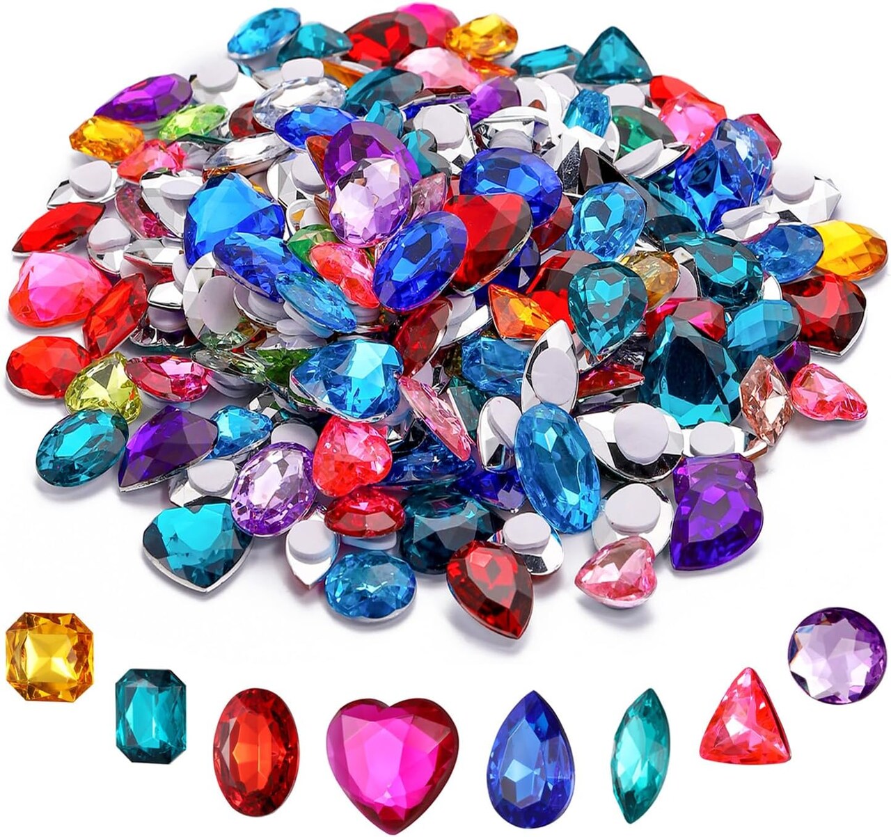 ArtSkills Self-Stick Jumbo Adhesive Gemstones - Assorted Colors, 28 count