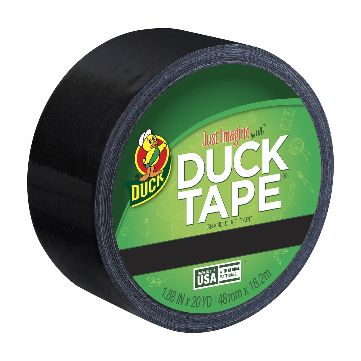 DUCK Color Duct Tape - Black, 1.88" x 20 yds