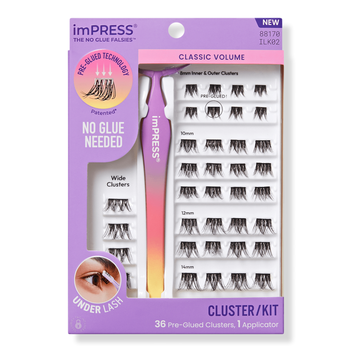 KISS imPRESS Falsies Individual Lashes With Mini Applicator - Authentic Natural, 12 count