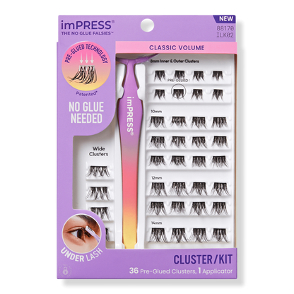 KISS imPRESS Falsies Individual Lashes With Mini Applicator - Authentic Natural, 12 count