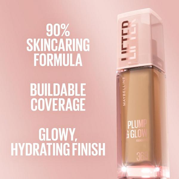 MAYBELLINE New York Lifter Plump & Glow Foundation, 102, 1.01 oz