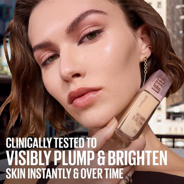 MAYBELLINE New York Lifter Plump & Glow Foundation, 102, 1.01 oz