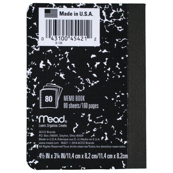 Mead Square Deal Memo Book, Narrow Ruled