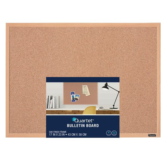 Quartet Cork Bulletin Board  17  x 23   Oak Finish Frame (35-380342Q)