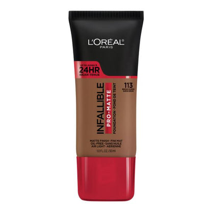 L'ORÉAL PARIS Infallible Pro-Matte Blendable Foundation, Oil Free, 113 Brown Suede, 1 fl. oz.