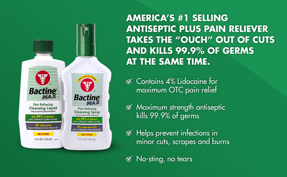 BACTINE MAX PAIN RELIEF CLEANSNG LIQ 4OZ