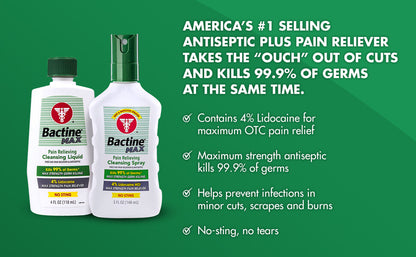 BACTINE MAX PAIN RELIEF CLEANSNG LIQ 4OZ