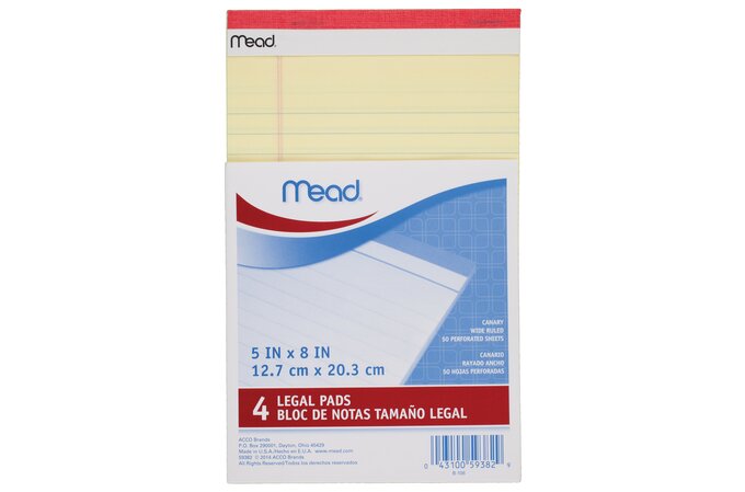 Mead® 5 x 8 Junior Legal Pad Canary