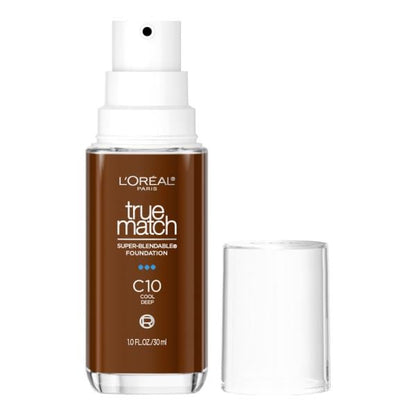 L'ORÉAL PARIS True Match Super-Blendable Foundation, Medium Coverage, C10, Deep, 1 fl. oz.