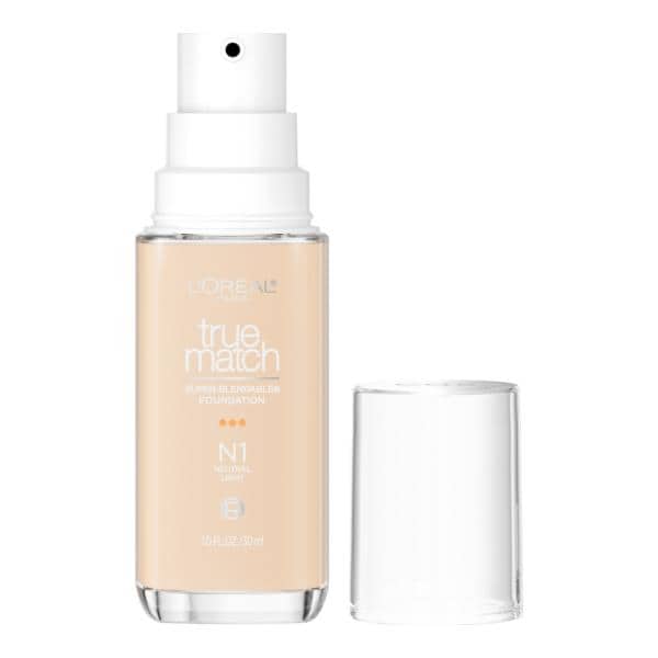 L'ORÉAL PARIS True Match Super-Blendable Foundation, Medium Coverage, N1, Light, 1 fl. oz.