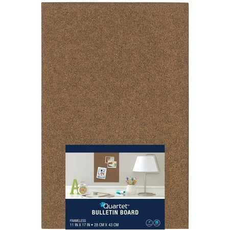 Quartet Frameless Cork Bulletin Board Tile, 11" X 17"