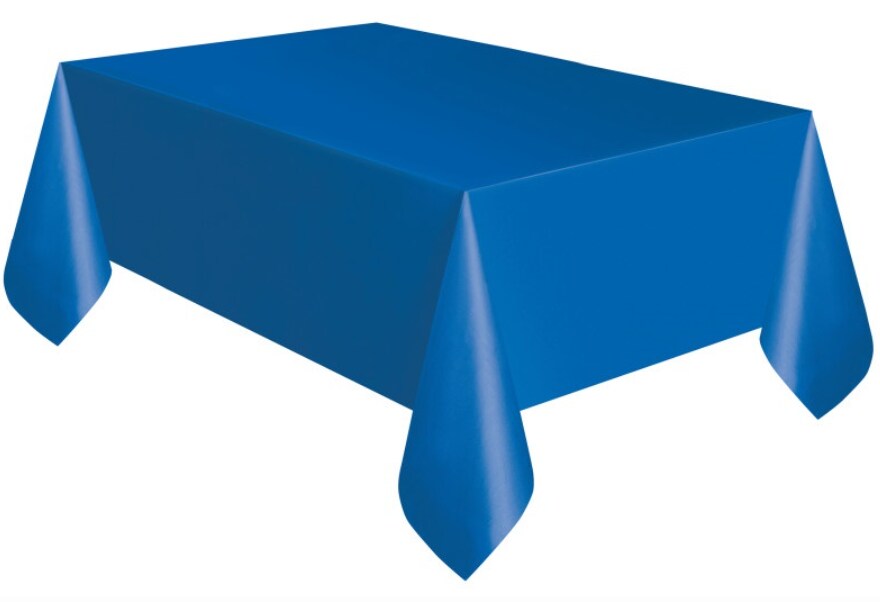 Unique Solid Rectangular Plastic Table Cover, 54" x 108" - Royal Blue