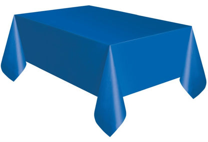 Unique Solid Rectangular Plastic Table Cover, 54" x 108" - Royal Blue