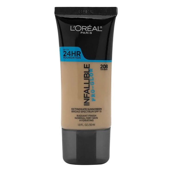L'ORÉAL PARIS Infallible Pro-Glow Foundation, 208 Sun Beige, 1 fl. oz.