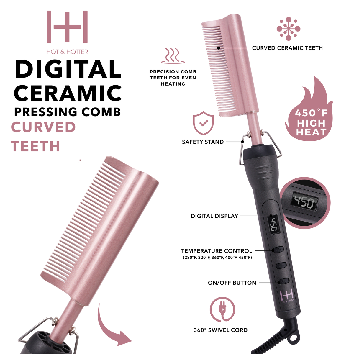Hot Beauty Pressing Comb Curved Teeth