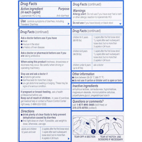 Imodium A-D Loperamide Hydrochloride Diarrhea Relief Caplets, 6 count