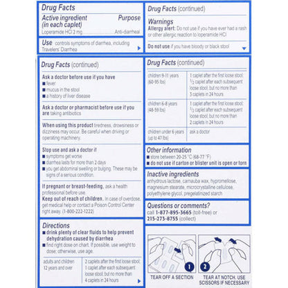 Imodium A-D Loperamide Hydrochloride Diarrhea Relief Caplets, 6 count