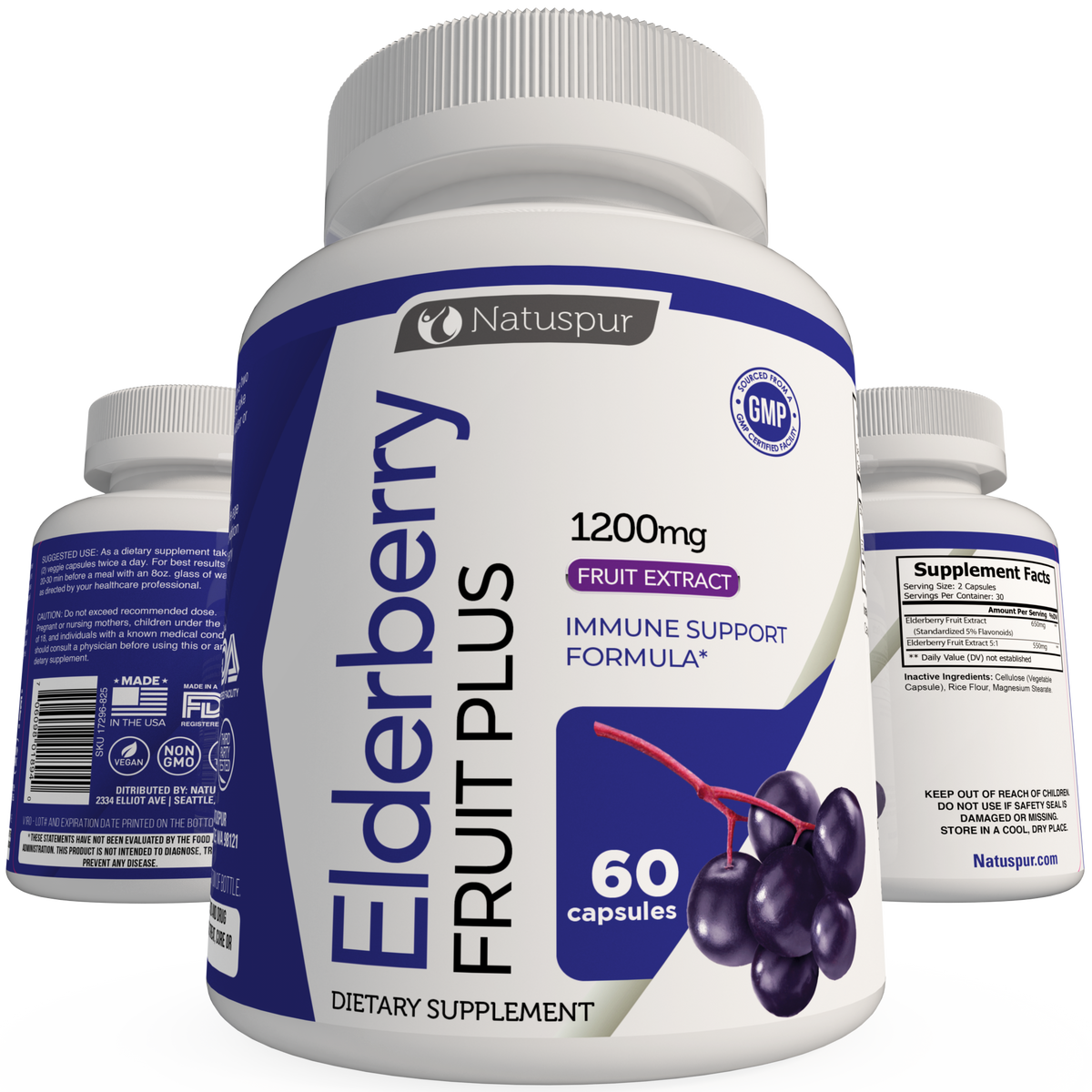 VITAMIN MULTI + ELDERBRY CAP 60CT NAT MD
