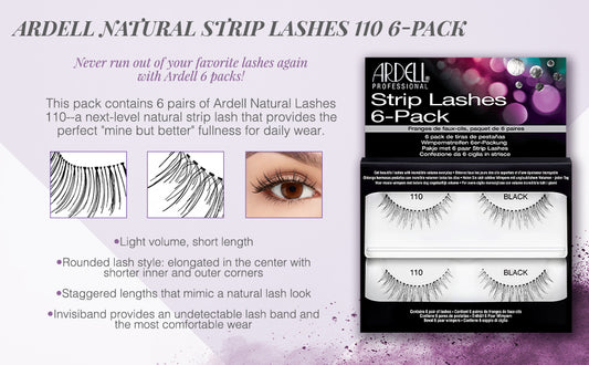 Ardell Natural Lashes - 110 Black, 6 count