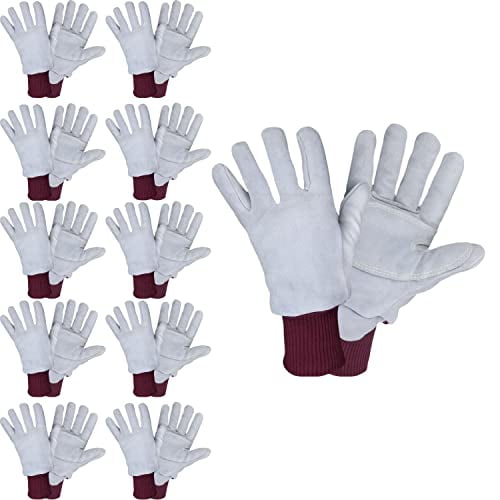 CORDOVA Leather Palm Knit Wrist Gloves - Gray & Striped
