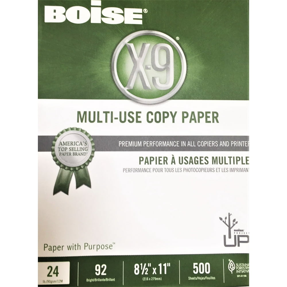 Boise X-9 Multi-Use White Copy Paper, 8.5" x 11" - 5 reams, 2500 sheets